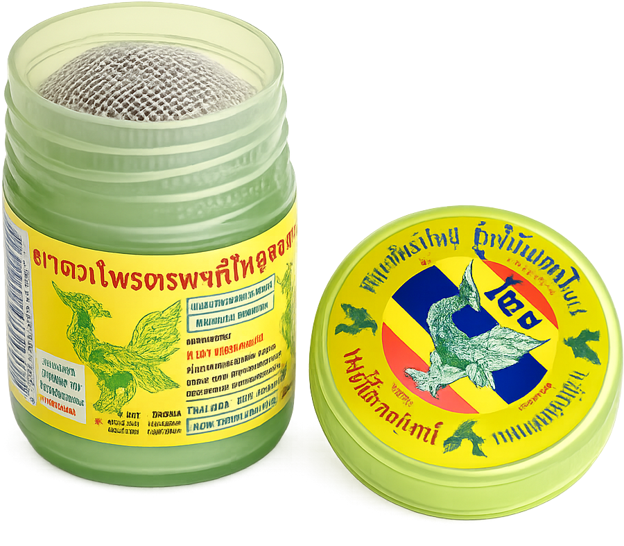 Open Thai herbal inhaler with herbal mesh